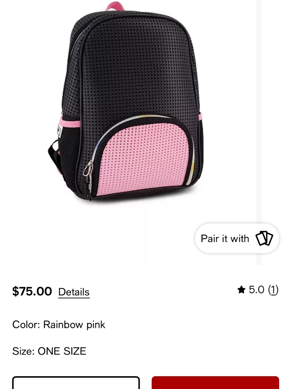 Black and Pink Perforated Mini Backpack - Fashion Women Bag